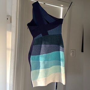 Herve Leger One Shoulder Asymmetrical Bodycon Dress (S)